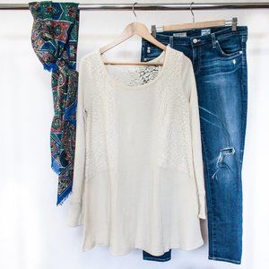 Anthropologie Eloise Gwyneira Knit Chemise - Ivory